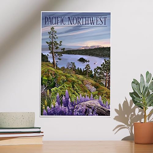 Miniatura 2 de Pacific Northwest, View of Sound and Mountains 100046 (impresión artística de 12.0 x 17.9 in, póster de viaje)