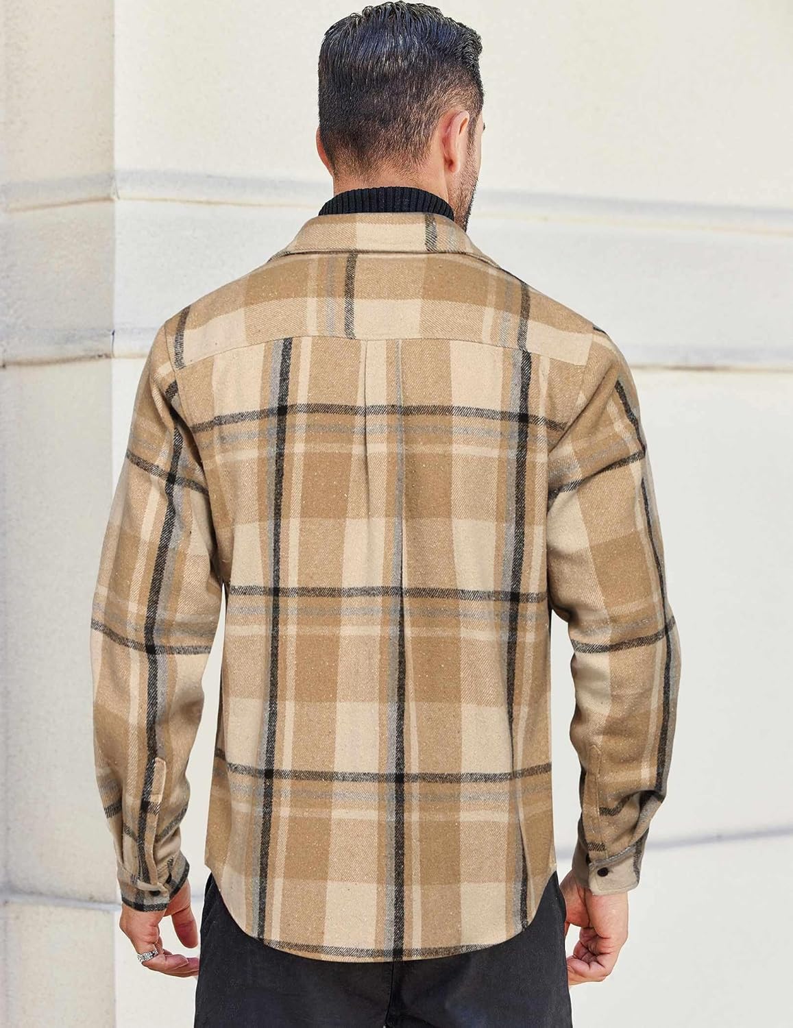 COOFANDY Men's Flannel Shirts Long Sleeve Cotton Plaid Shirt Jacket Casual Button Down Shirt with Pockets - Image 6