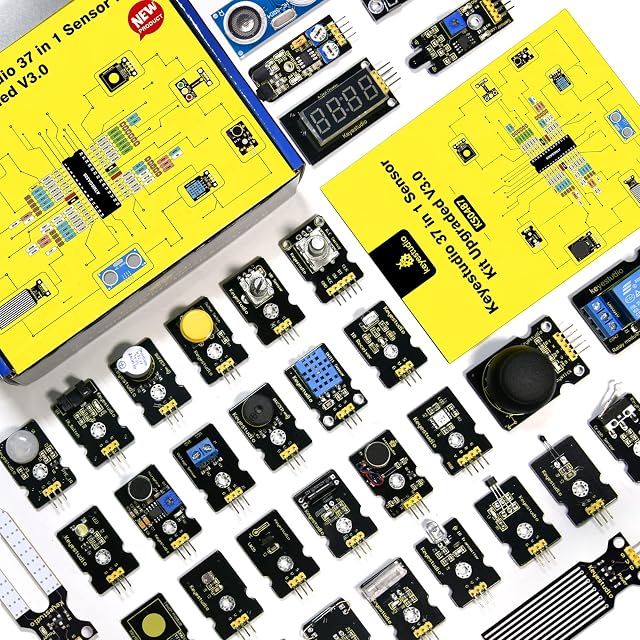 KEYESTUDIO 37 in 1 Sensor Modules Kit for Arduino MEGA 2560, UN0 R3, Nano (No Controller Board) for Beginner Learning Starter Kit (PDF Tutorial Included)