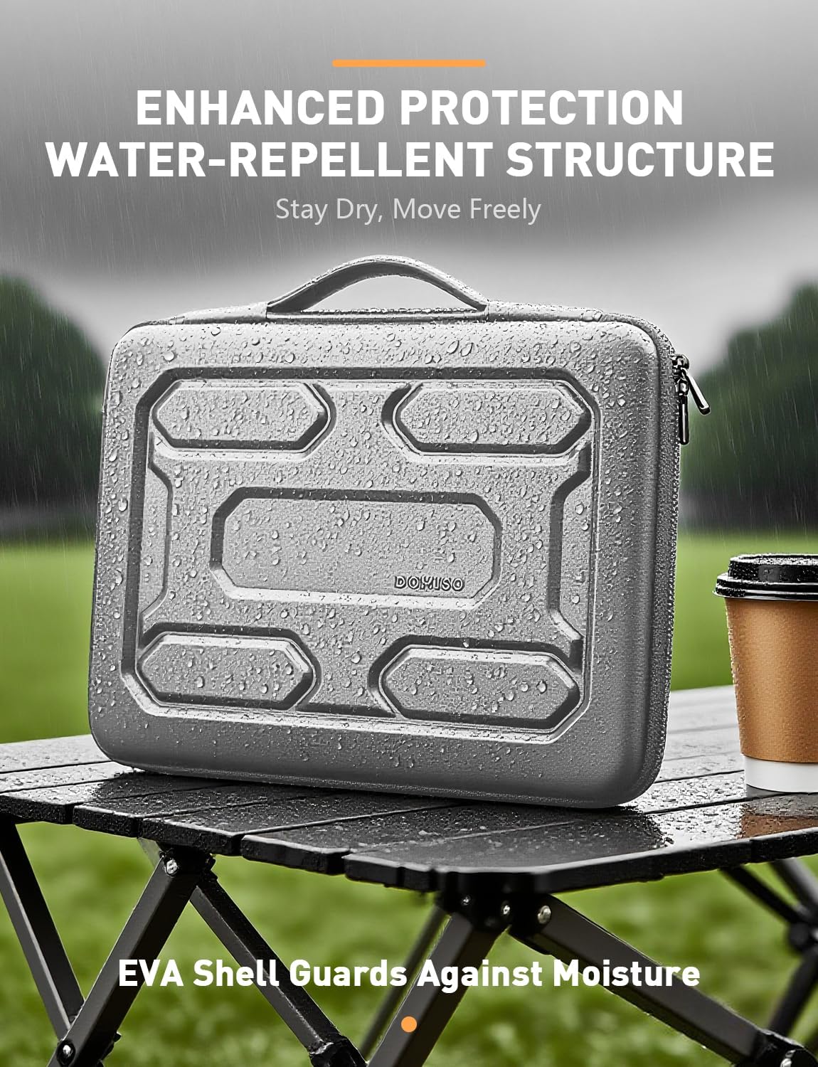 DOMISO 15.6 inch Laptop Sleeve with Handle Shockproof Waterproof EVA Protective Case for 15.6" Yoga 720 IdeaPad 310 320 ThinkPad T570/Legion 5 Gen 6/HP Envy 15/15.6" Notebooks, Silver - Image 4