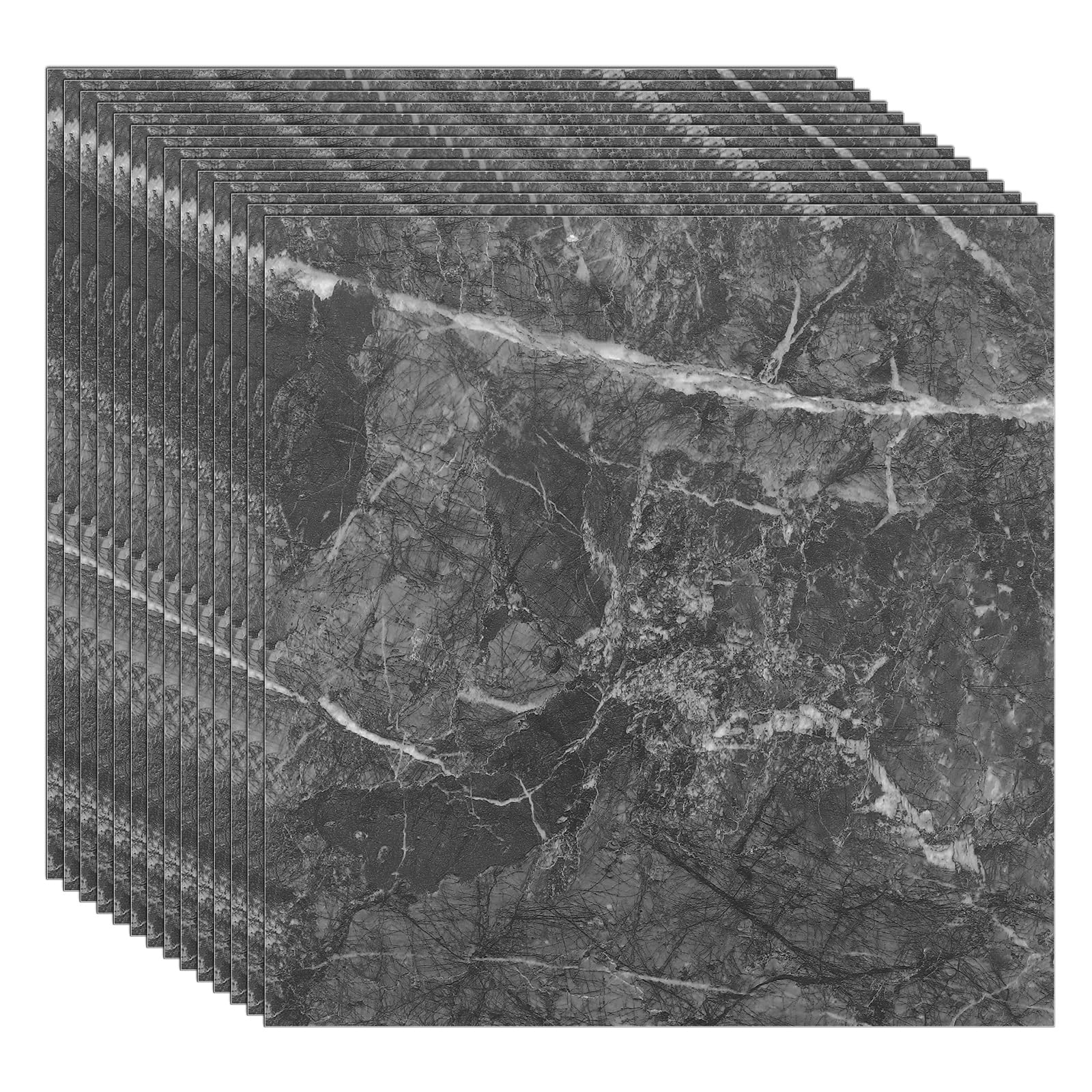 CYEER 40 PCS Vinyl Floor Tiles Self Adhesive, 30X30cm Dark Grey Flooring Tiles Self Adhesive, Stick on Floor Tiles for Bathroom Kitchen Living Room