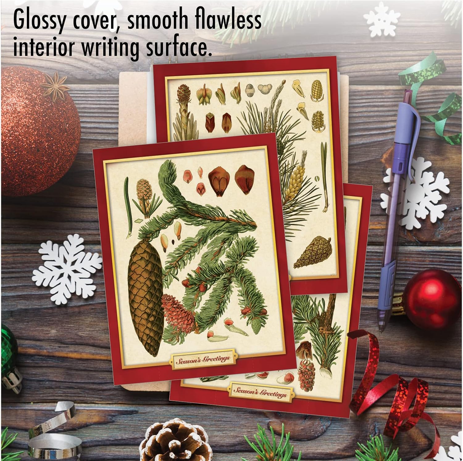 The Best Card Company - Box of 10 Holiday Note Cards - Christmas Cards Assorted, Xmas Trees and Landscapes (4 x 5.12 Inch) - Pining for Christmas M10011XS image 5