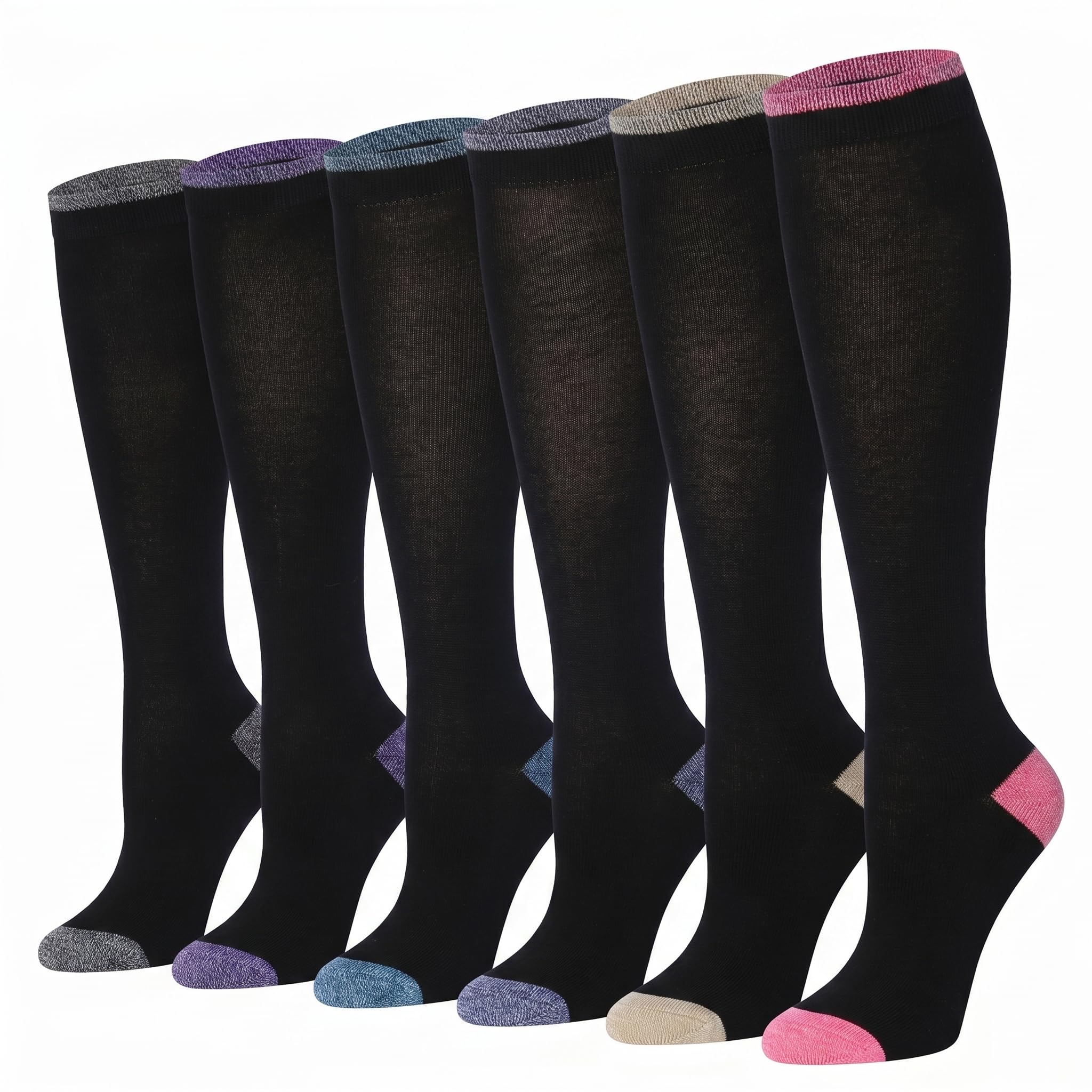 Tipi Toe Women’s Knee High Socks 6 Pack – Colorful Funky Patterned Long Socks, Soft &amp; Comfortable Everyday Wear