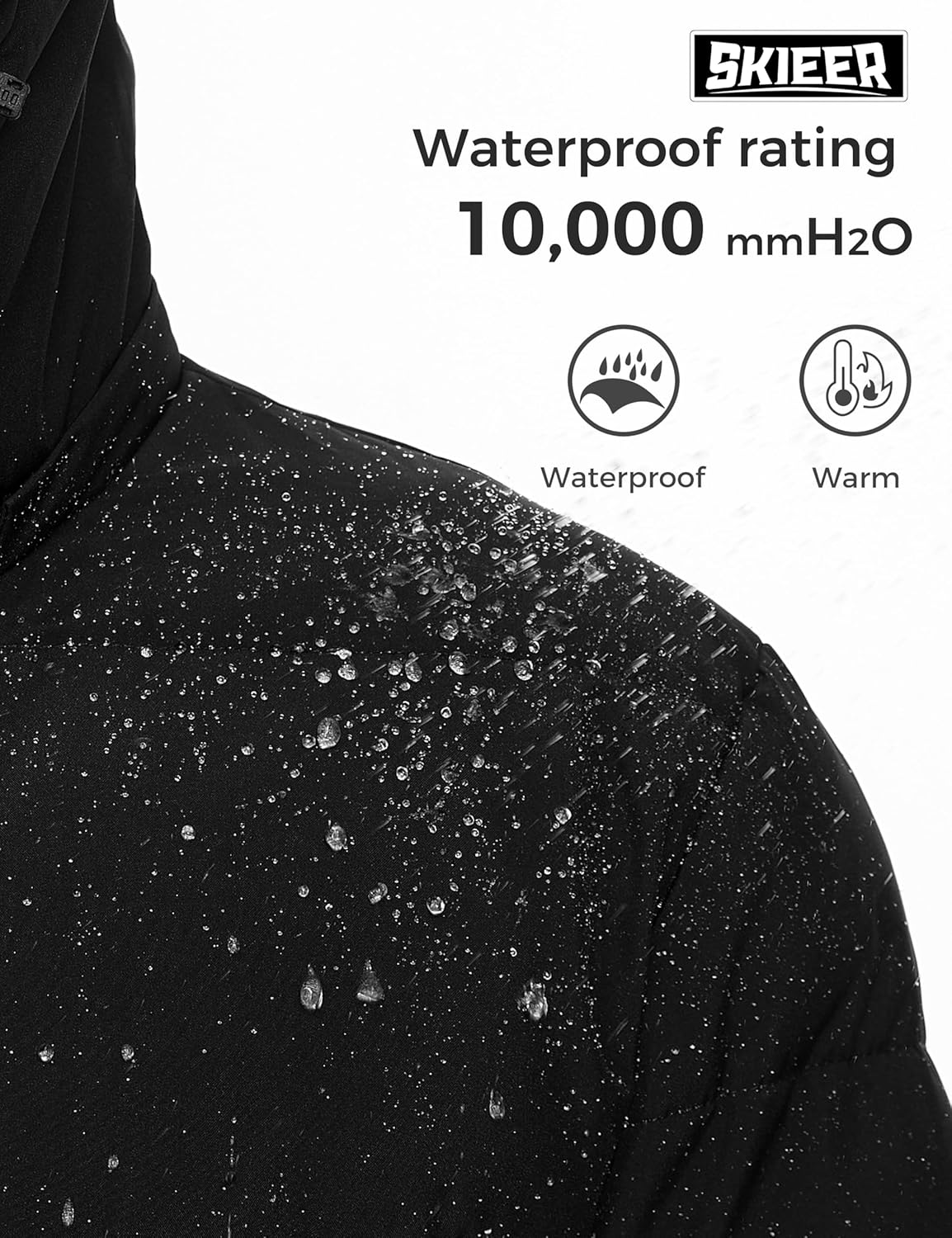 Skieer Men's Winter Coat Waterproof Warm Insulated Quilted Puffer Jacket with Detachable Hood - Image 5