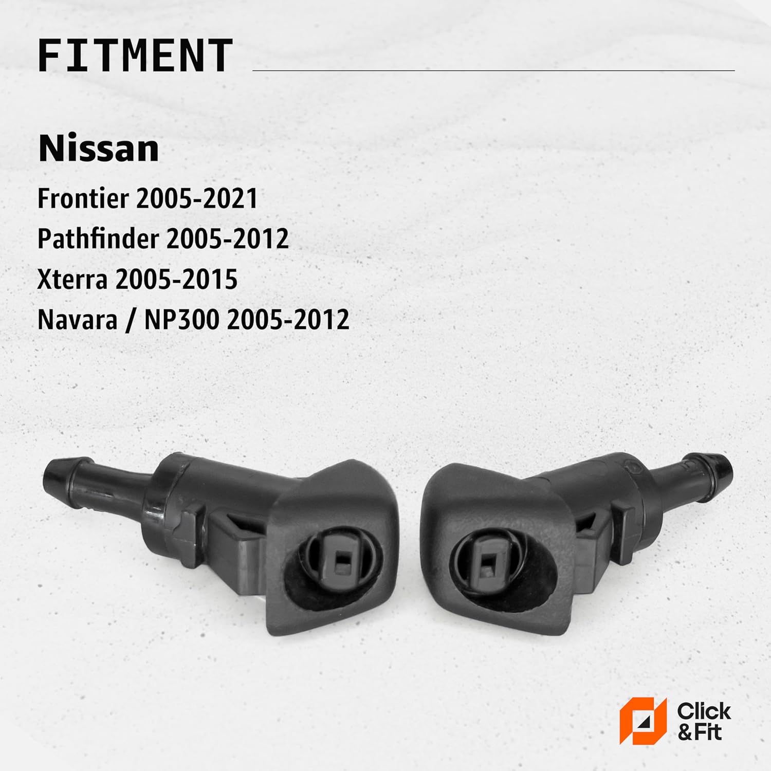Click&Fit Windshield Washer Nozzles 2pcs compatible with Nissan Frontier Navara 2005-2021 Pathfinder 2005-2012 Xterra 2005-2015 Kicks 2009-2021 – Wiper washer sprayers with hose replaces 28933-ZP70A