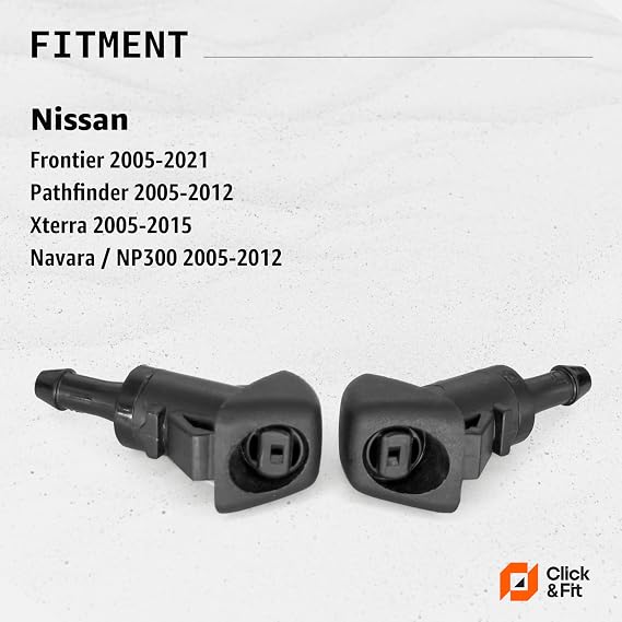 Windscreen Washer Nozzles 2pcs Compatible with Nissan Frontier Navara 2005-2021 Pathfinder 2005-2012 Xterra 2005-2015 Kicks 2009-2021 – Wiper Washer sprayers with Hose Replaces 28933-ZP70A