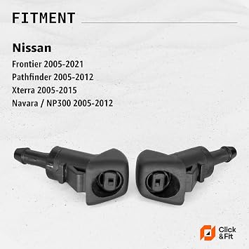 Windscreen Washer Nozzles 2pcs Compatible with Nissan Frontier Navara 2005-2021 Pathfinder 2005-2012 Xterra 2005-2015 Kicks 2009-2021 – Wiper Washer sprayers with Hose Replaces 28933-ZP70A