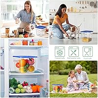 Vista 5 de Lallisa 4 recipientes transparentes de almacenamiento de alimentos de 8 cuartos y 4 cuartos con tapas, asas y escalas, recipientes cuadrados