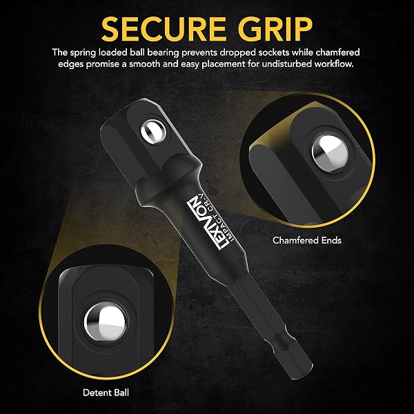 LEXIVON Impact Grade Socket Adapter Set, 3" Extension Bit with Holder | 3-Piece 1/4", 3/8", and 1/2" Drive, Adapt Your Power Drill to High Torque Impact Wrench (LX-101) - 5