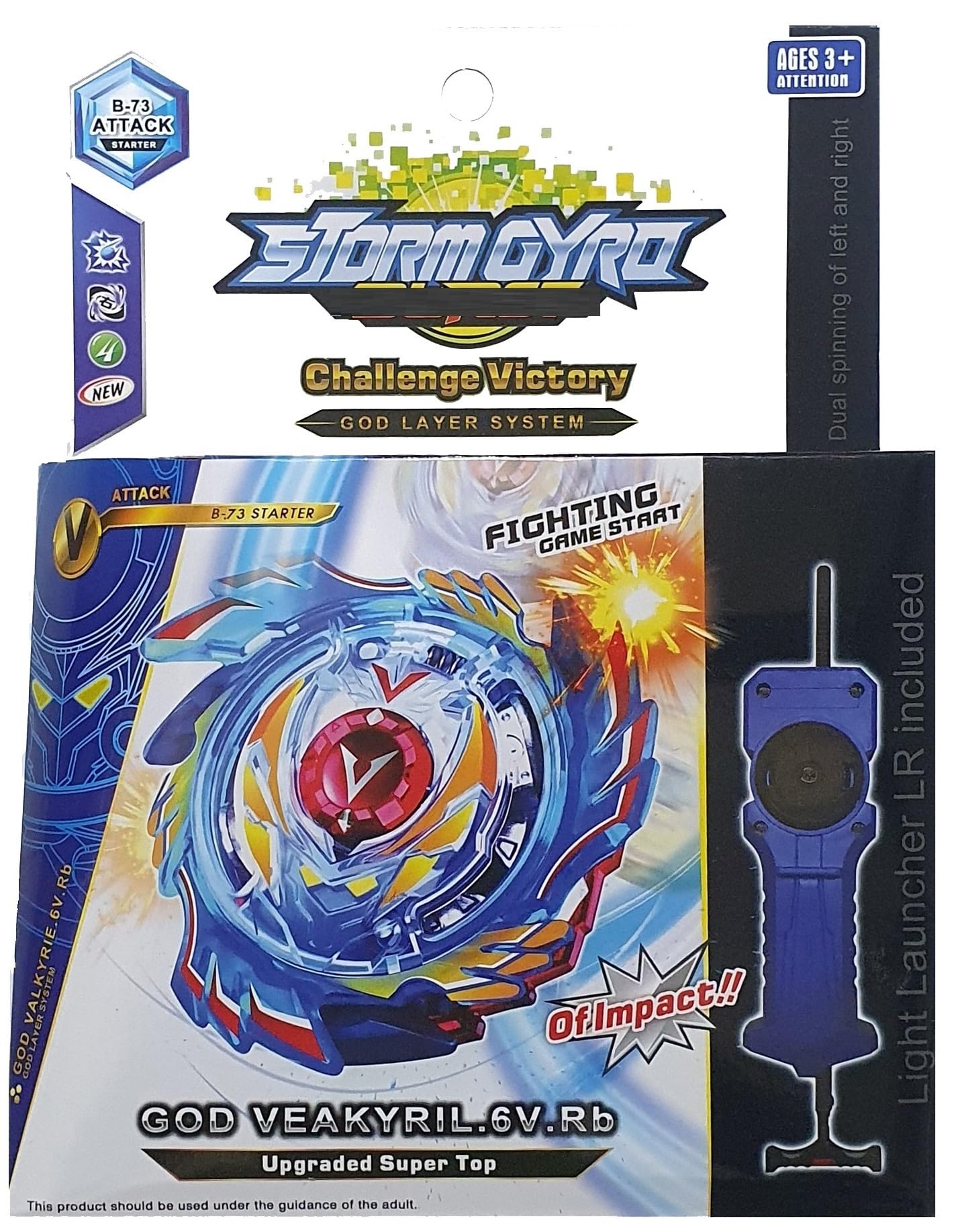 AZAD57 Spinner Series God Valkyrie B-73 Attack Starter Spinning Top with Handle Launcher