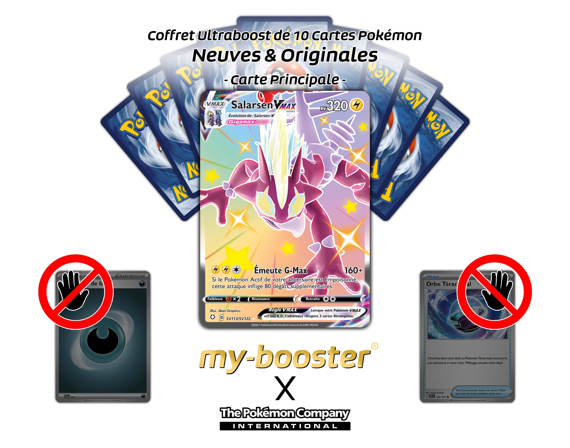my-booster Salarsen VMAX (Toxtricity VMAX) SV113/SV122 Full Art Cromatico Secreto X Écarlate et Violet 4.5 Destinées Radieuses - Box di 10 carte Pokémon Francese