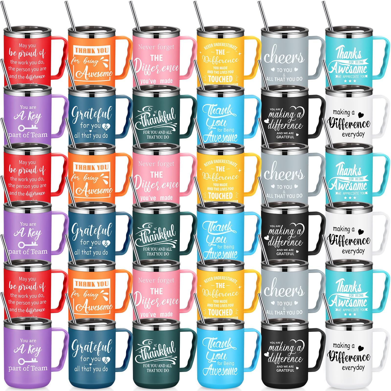 Umigy 36 Pcs Employee Appreciation Coffee Mug Gift Bulk Thank You 17oz Drinking Cup Stainless Steel Insulated Travel