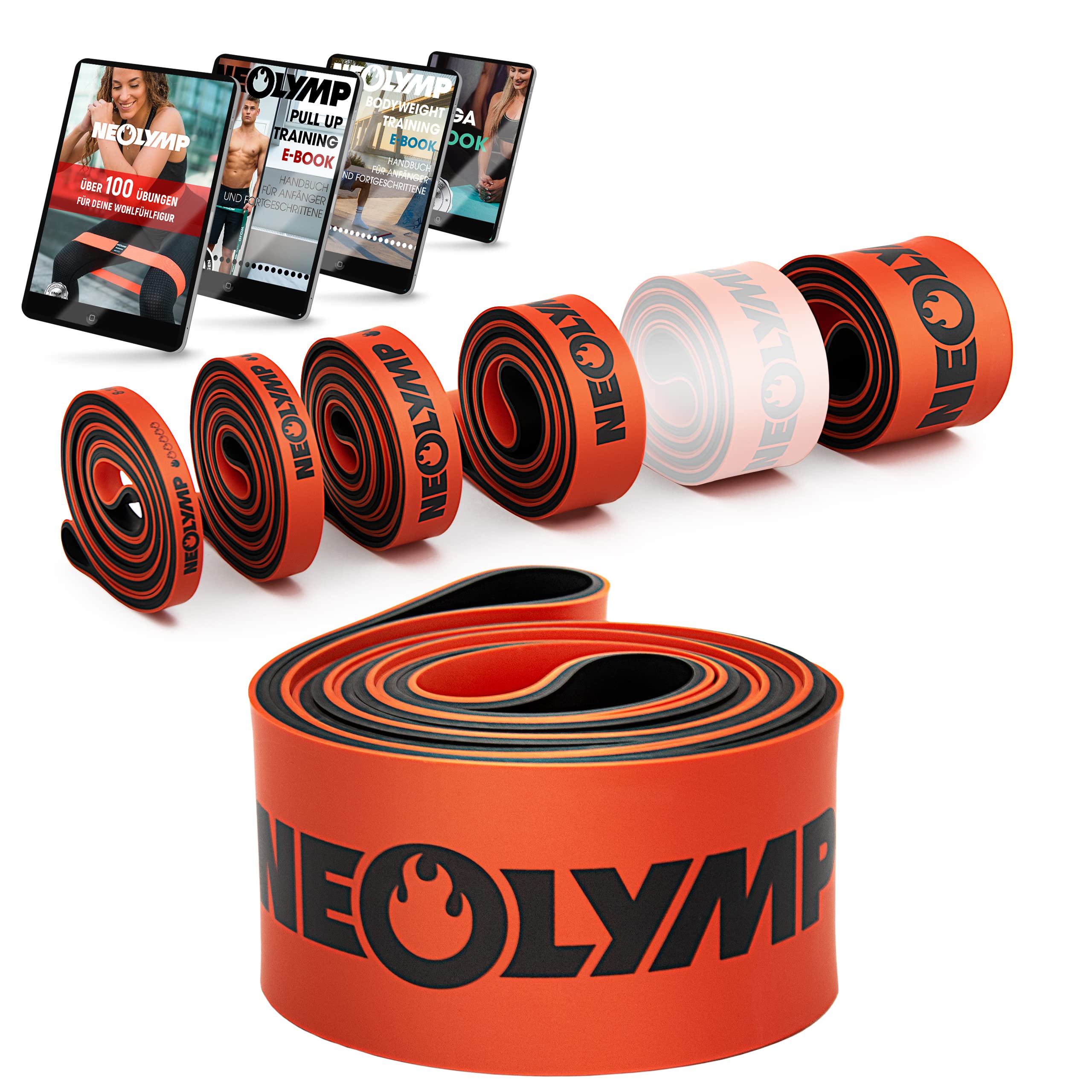 Bandes Élastiques De Musculation NEOLYMP Longues - Résistantes, Lavables Avec E-Book D'Exercices Pour Entraînement Complet à Domicile