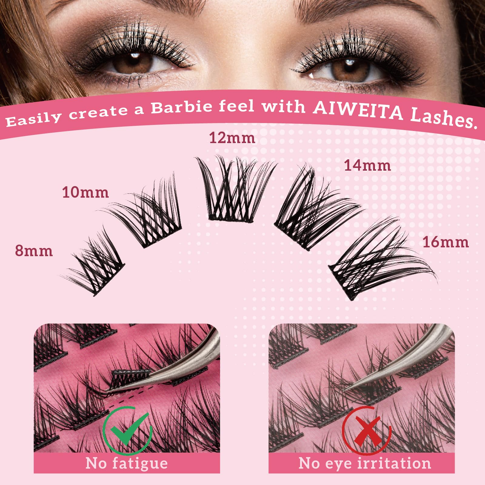 AIWEITA Lashes Clusters 120 Pcs Natural Cluster Eyelash DIY Cluster Eyelash Extensions Wispy Lashes Reusable Individual Lashes Cluster (W Shape,D-8-16mix) - Image 4