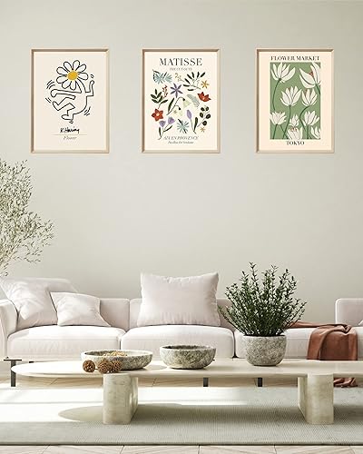 Miniatura 9 de Arte abstracto de Matisse para pared de dormitorio, 11.8 x 15.7 in, diseño enmarcado de madera, flores verdes, póster para sala de estar, baño,