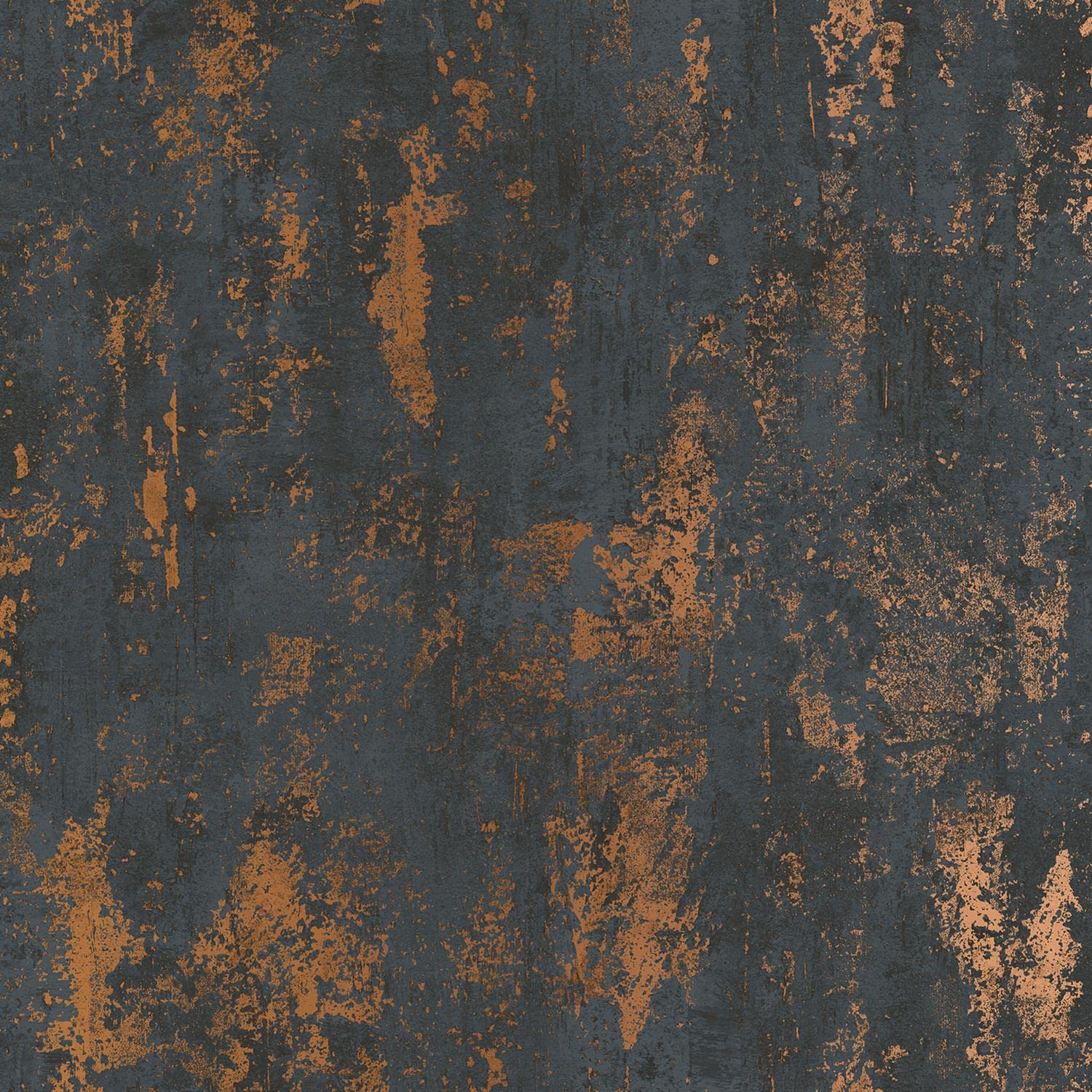 Yöl Copper Metallic Marble Wallpaper Home Industrial Concrete Effect Black