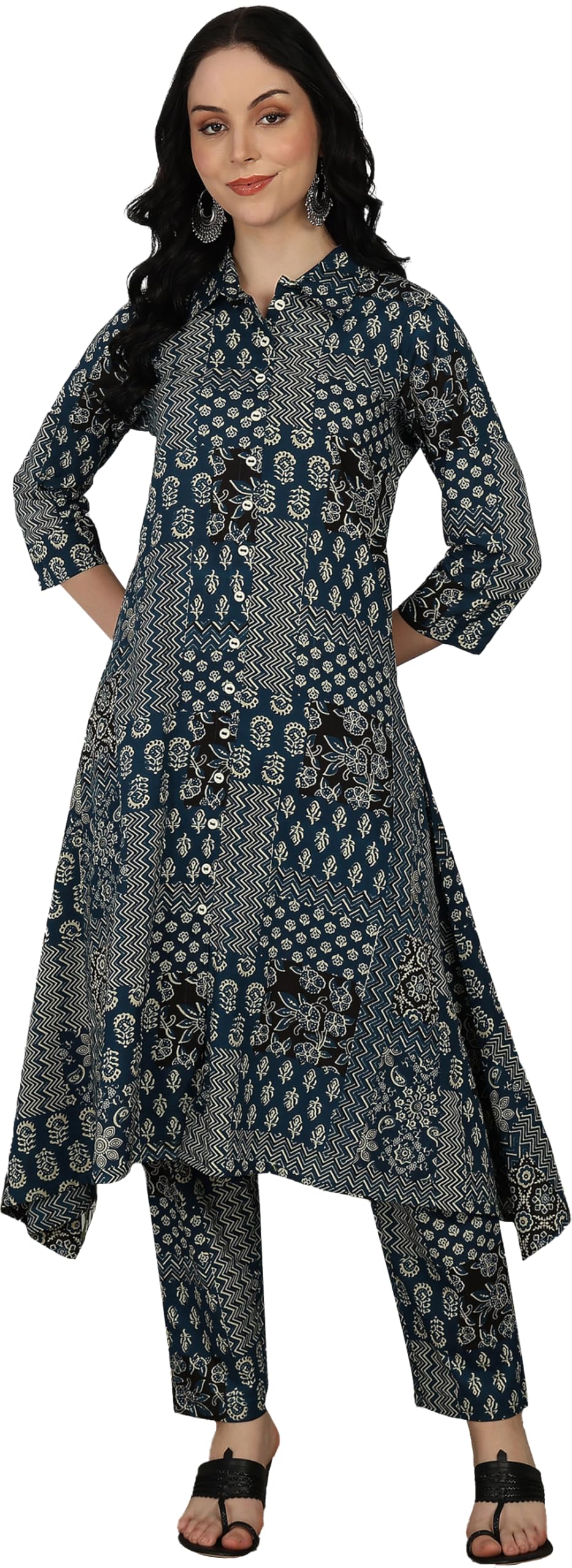 Women’s Cambric Cotton Multi Printed A-Line Kurta with Pant Set-image-34