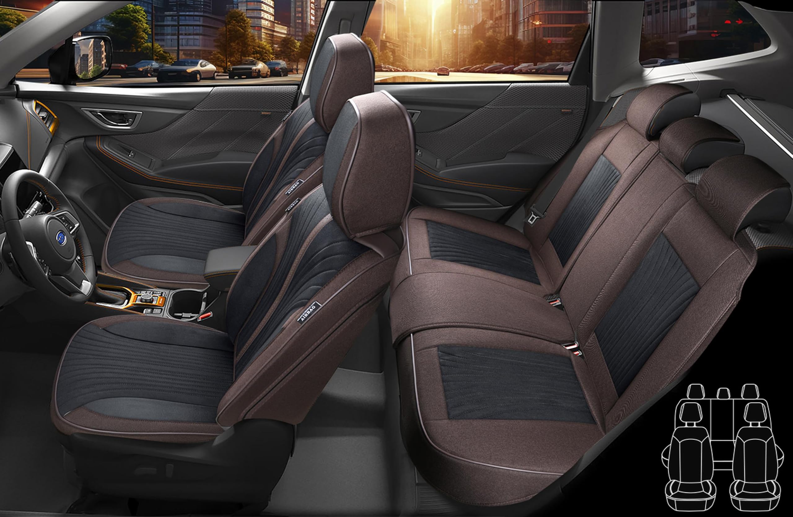 BREMER SITZBEZÜGE Coprisedili compatibili con BMW I4 conducente e passeggeri dal 2021 P824 grigio/blu