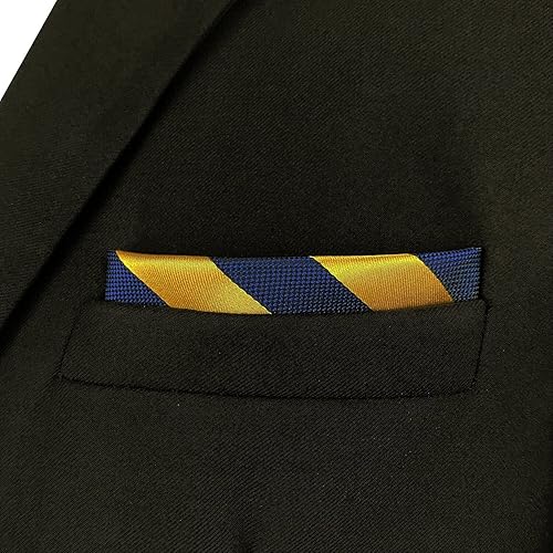 Miniatura 5 de S&W SHLAX&WING Cuadros de bolsillo a rayas para hombre, accesorios de rayas amarillas y azul rey, Varios colores