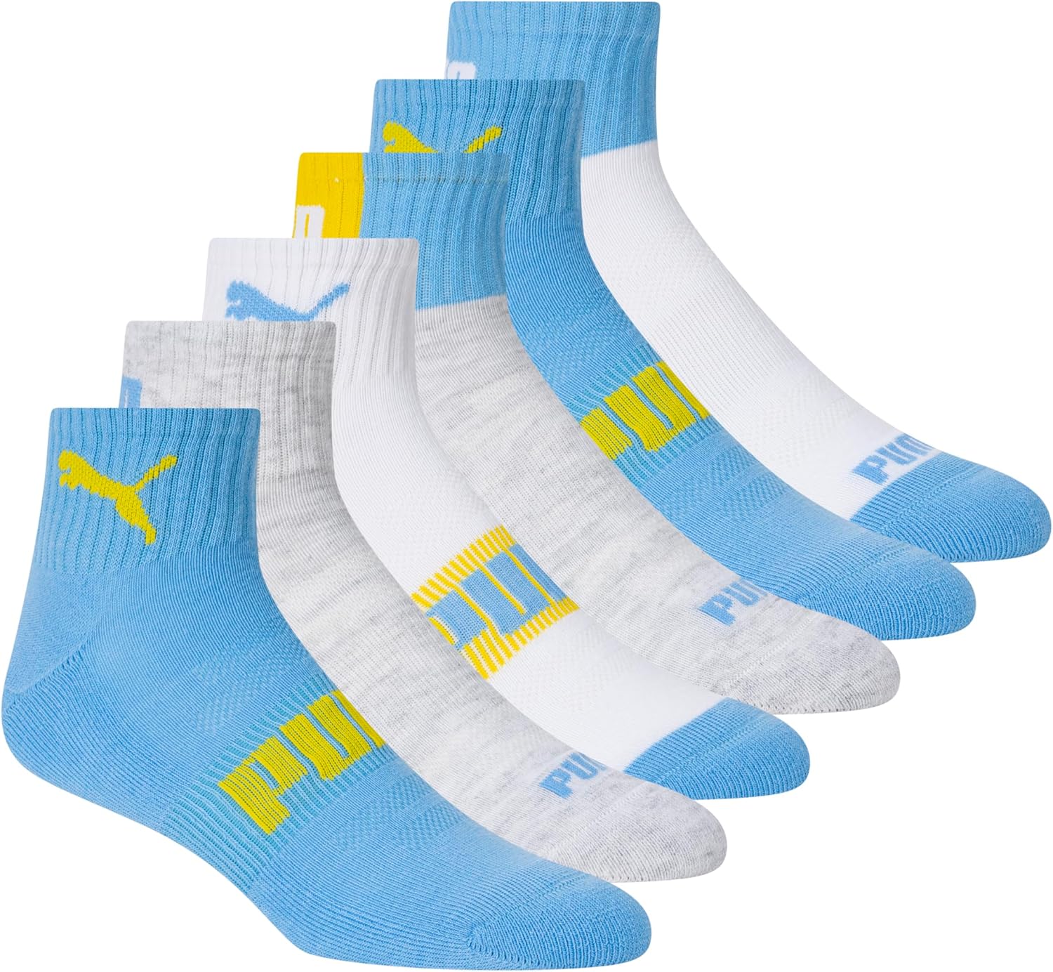 PUMA International Soccer 2026 Athletic Quarter Crew Socks, Arch Support & Cushioned Footbed