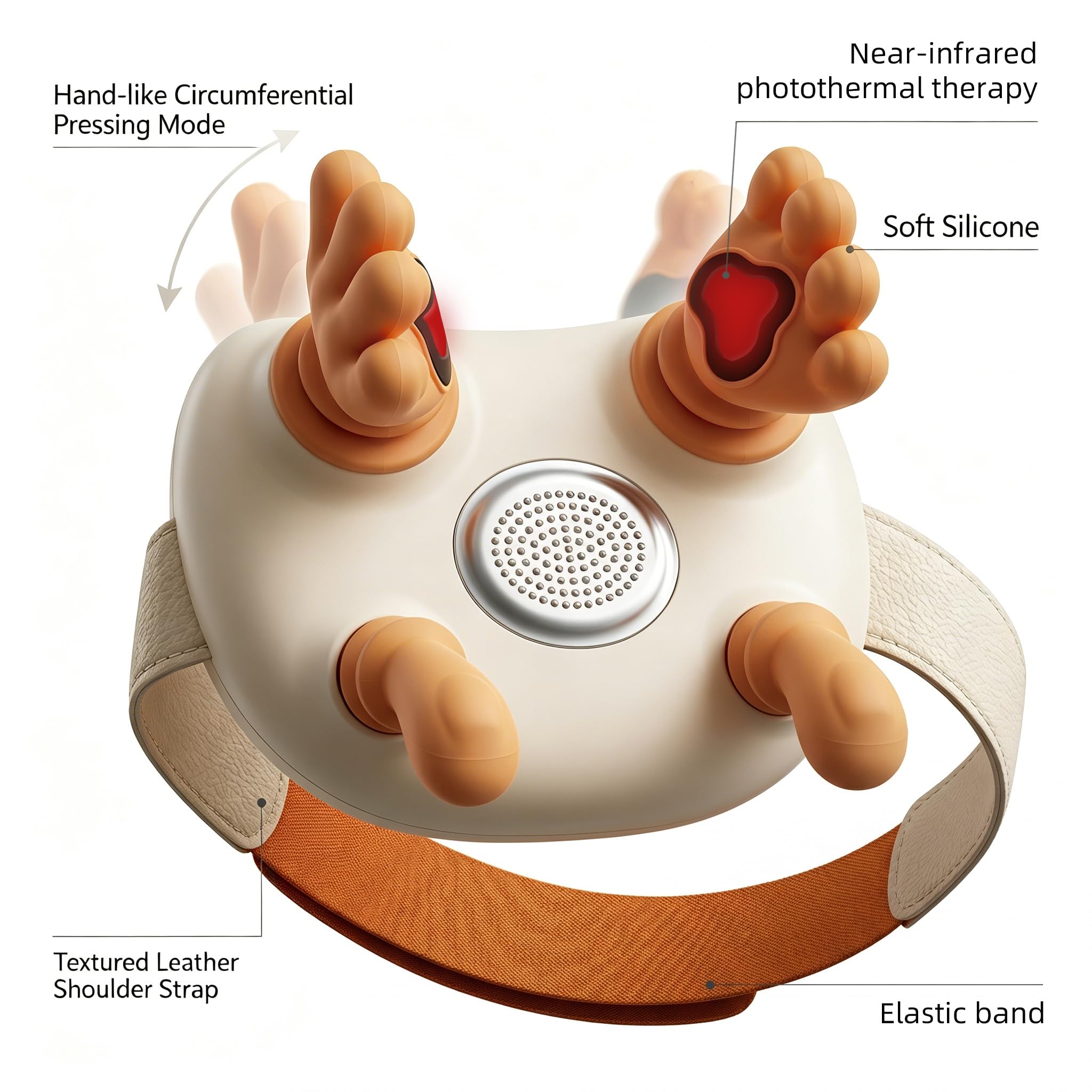 Masajeador de cuello 4D inalámbrico, Masajeador electrico, 3 ajustes de masaje y 2 niveles de calor, Batería recargable de 1800 mAh, Regalos para Hombres Mujeres