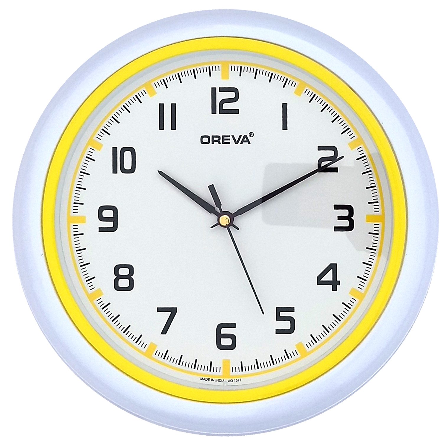 OREVA Plastic Round Shape Simple Wall Clock (25.5 x 3.7 x 25.5 cm, Yellow, AQ-1577)-image-14