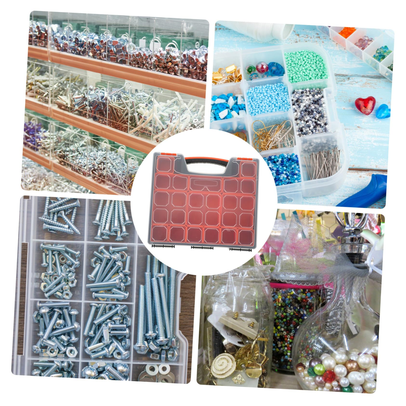 2 Pièces Boîte de Rangement pour Petites avec Compartiments Modulables Boîte Organisatrice pour Vis et Perles pour Atelier et Bricolage
