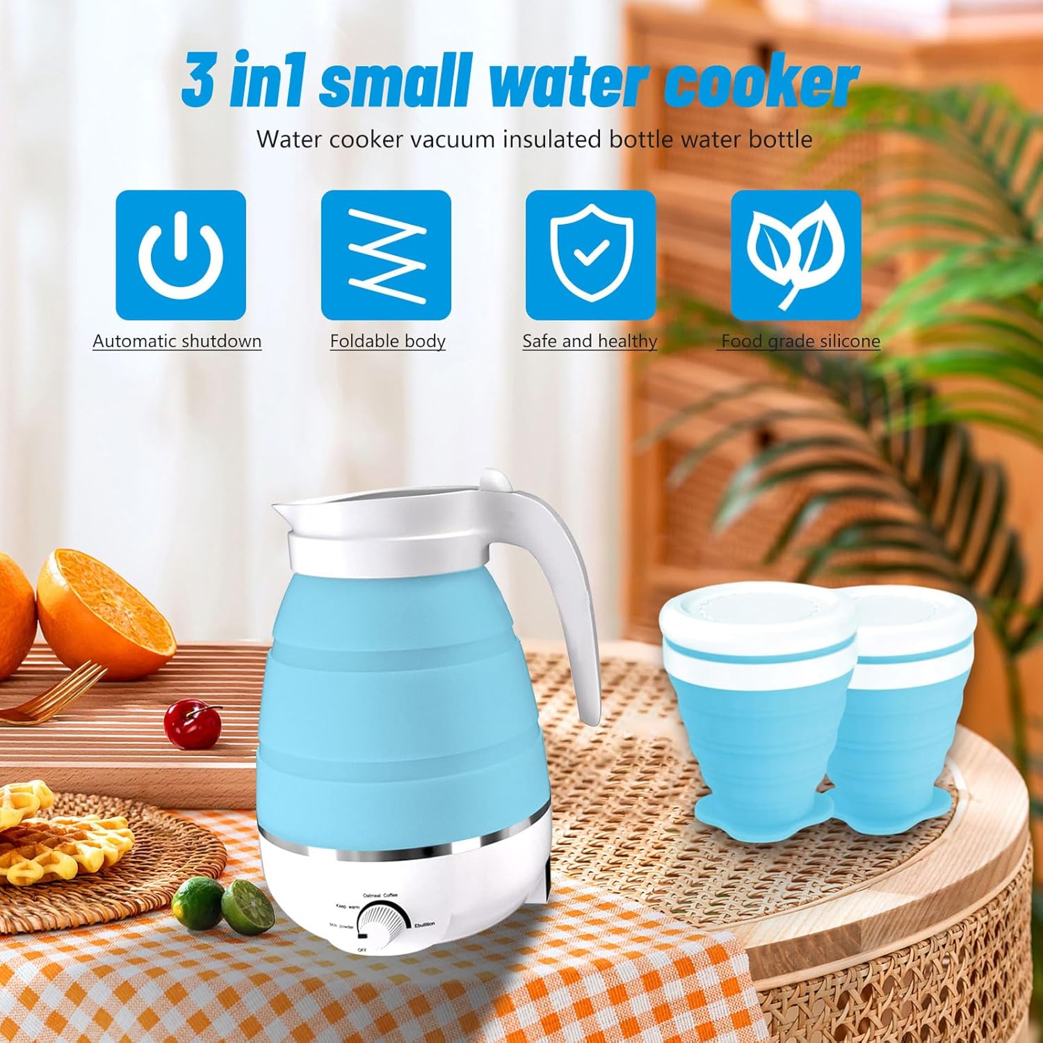 Foldable Electric Electric Travel Kettle Dual Voltage Collapsible