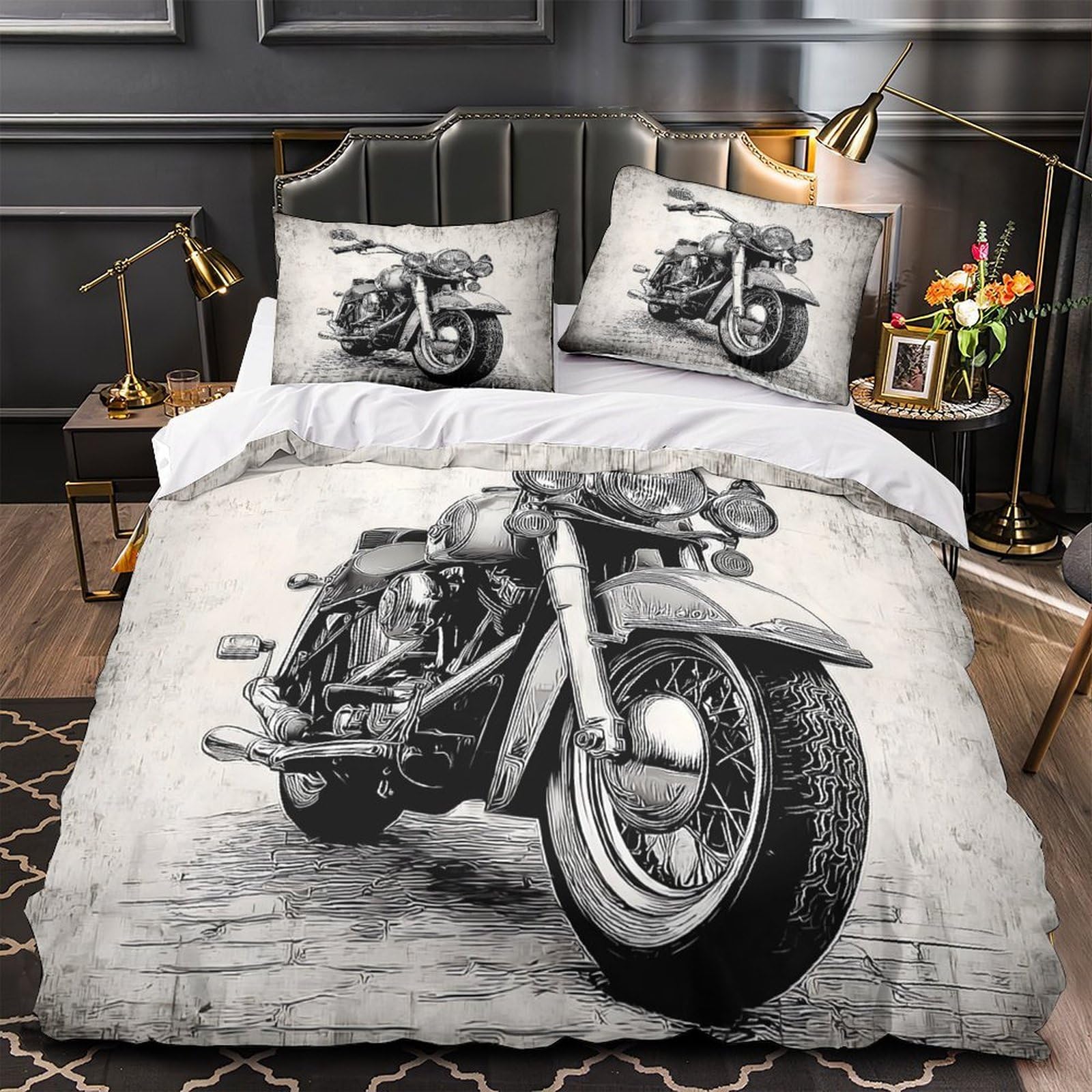 Housse de couette super douce hypoallergénique et parure de lit guitare vintage rock