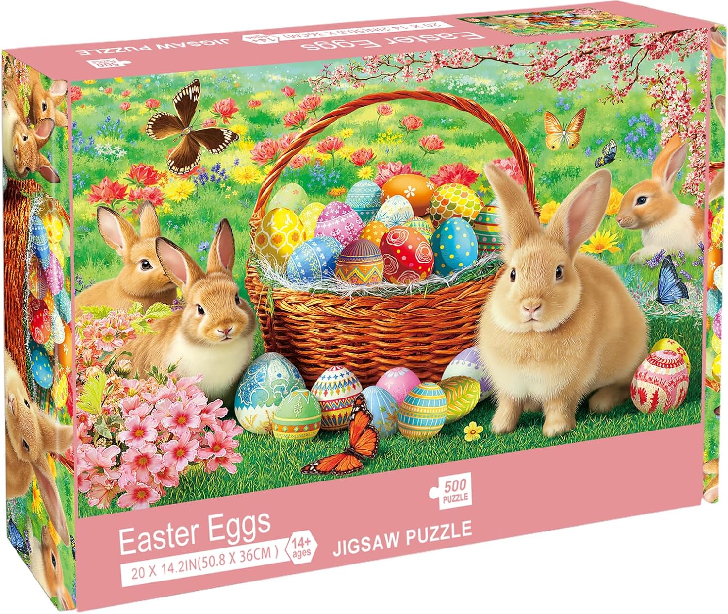 Noceba Easter Eggs 500 Piece Puzzle, Easter Bunny 500 Piece Puzzles for Adults, Challenging Flower Garden Puzzle for Adults, Great Easter Jigsaw Puzzle Gift for Family