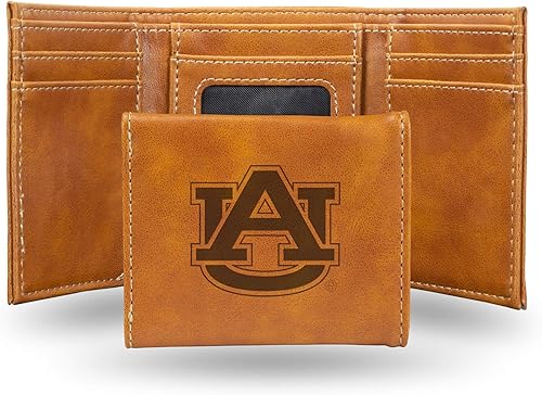 Vista 405 de Rico Industries NCAA - Cartera triple grabada con láser y tres pliegues grabada con láser, accesorio para hombre Negro