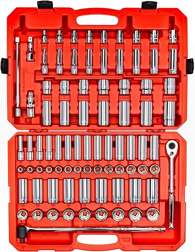 Miniatura 2 de TEKTON Juego de llaves y trinquete de 6 puntos de accionamiento de 12 pulgada 84 piezas 38 - 1-516 pulgadas 0394-1260in  SKT25302 y juego de llaves