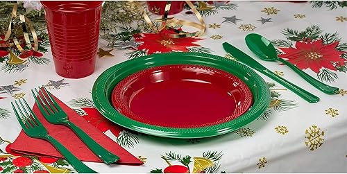 Miniatura 2 de Exquisite 6 Pack Premium Holiday Design Plastic Table Skirts For Rectangle Tables And Round Tables - Christmas Decorations Tablecloth Disposable