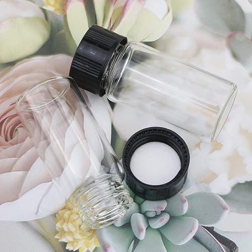 Miniatura 8 de JIUWU 14 frascos de botella de vidrio transparente de 0.2 fl oz y tapa de plástico, pequeño frasco de muestra líquida de 16 oz frasco a prueba de