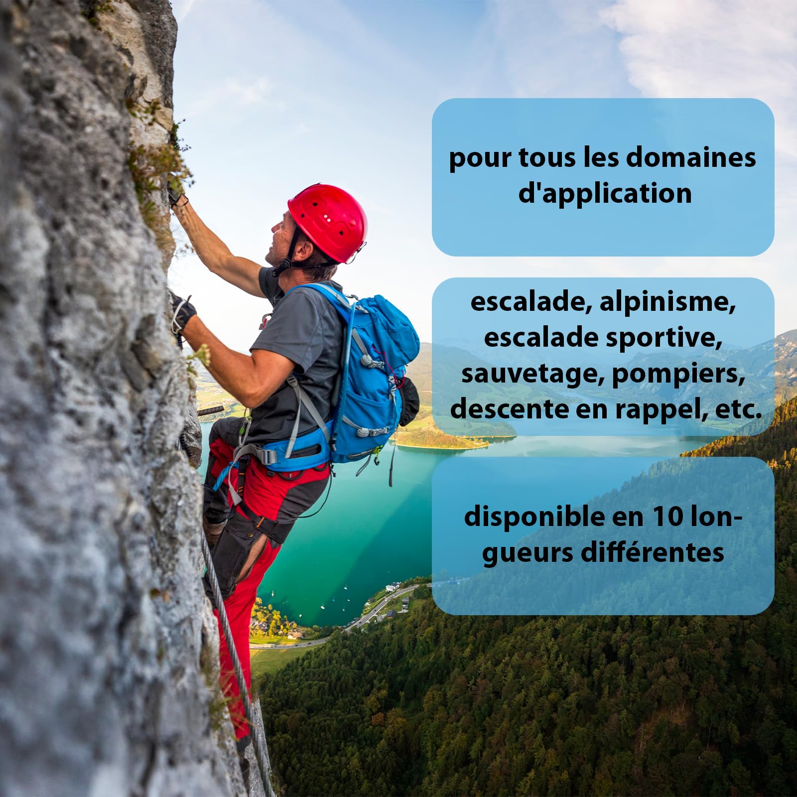 ALPIDEX Élingues d'escalade en polyamide Ensemble de 4 pièces dans les longueurs 60, 80, 100 et 120 cm Sangle
