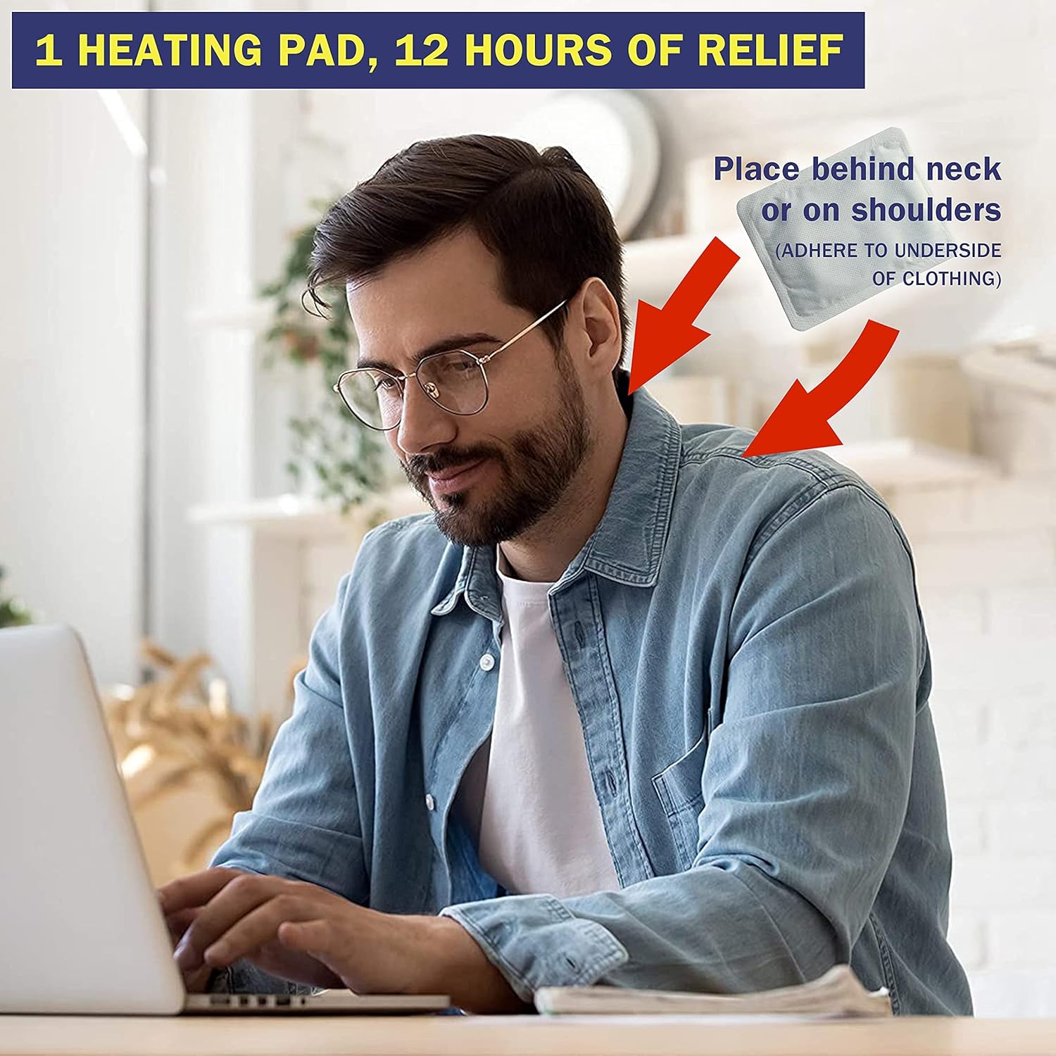 SunnyBay Heat Therapy Patches, Air-Activated, Adhesive Heating Pad for Shoulder, Neck, Back, Menstrual, & Knee Pain Relief (15 Count (Pack of 1), Adhesive) : Health & Household