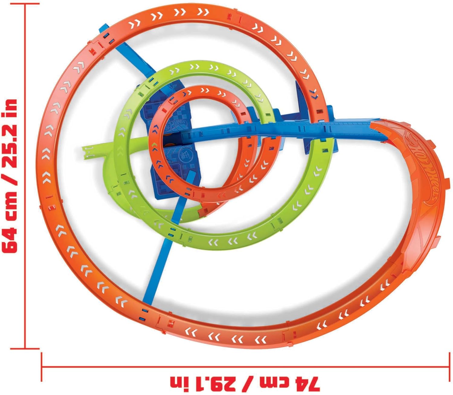 Hot Wheels Cyclone Crash Track Set with dimensions