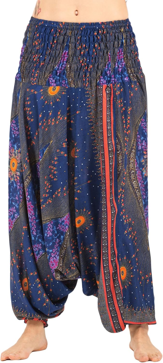 HAREM PANTS Unisex Peacock Eye Jumpsuit for Men & Women in Navy