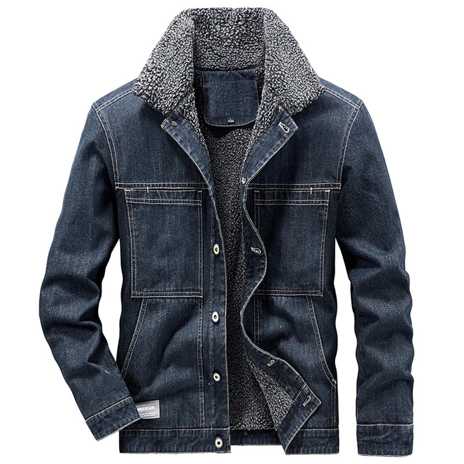 NUSGEAR Chaqueta de vaquera Hombre otoño Invierno Abrigo Grueso cálida Forro de felpa Moda Casual Tops Suelto botones Chaqueta trabajo denim Cardigan mezclilla caliente outwear Talla grande 2024