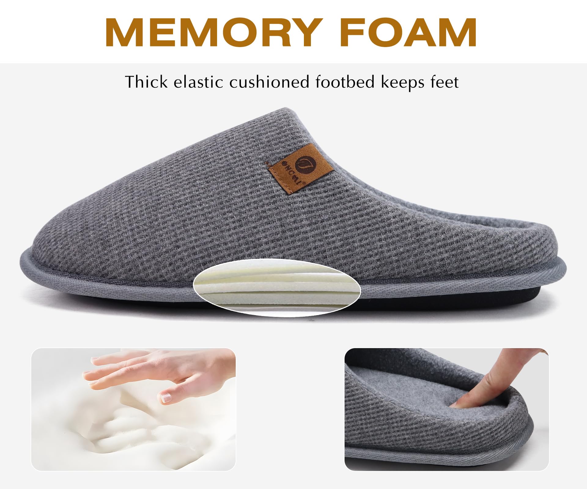 ONCAI Pantofole da Uomo Invernali Ciabatte da Casa con Memory Foam Calde Pelliccia Sintetica Cotone Scarpe Accogliente Antiscivolo Suola EU Dimensione 40-49