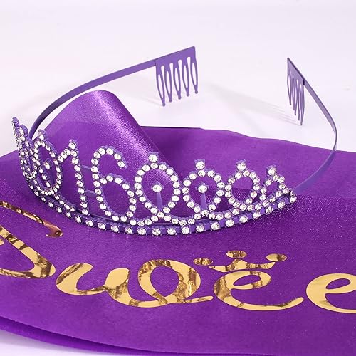 Miniatura 176 de CIEHER Juego de corona de cumpleaños 50 + banda de 50 y fabulosa banda + pin de perlas, tiara, regalos de 50, decoraciones para mujeres amigas