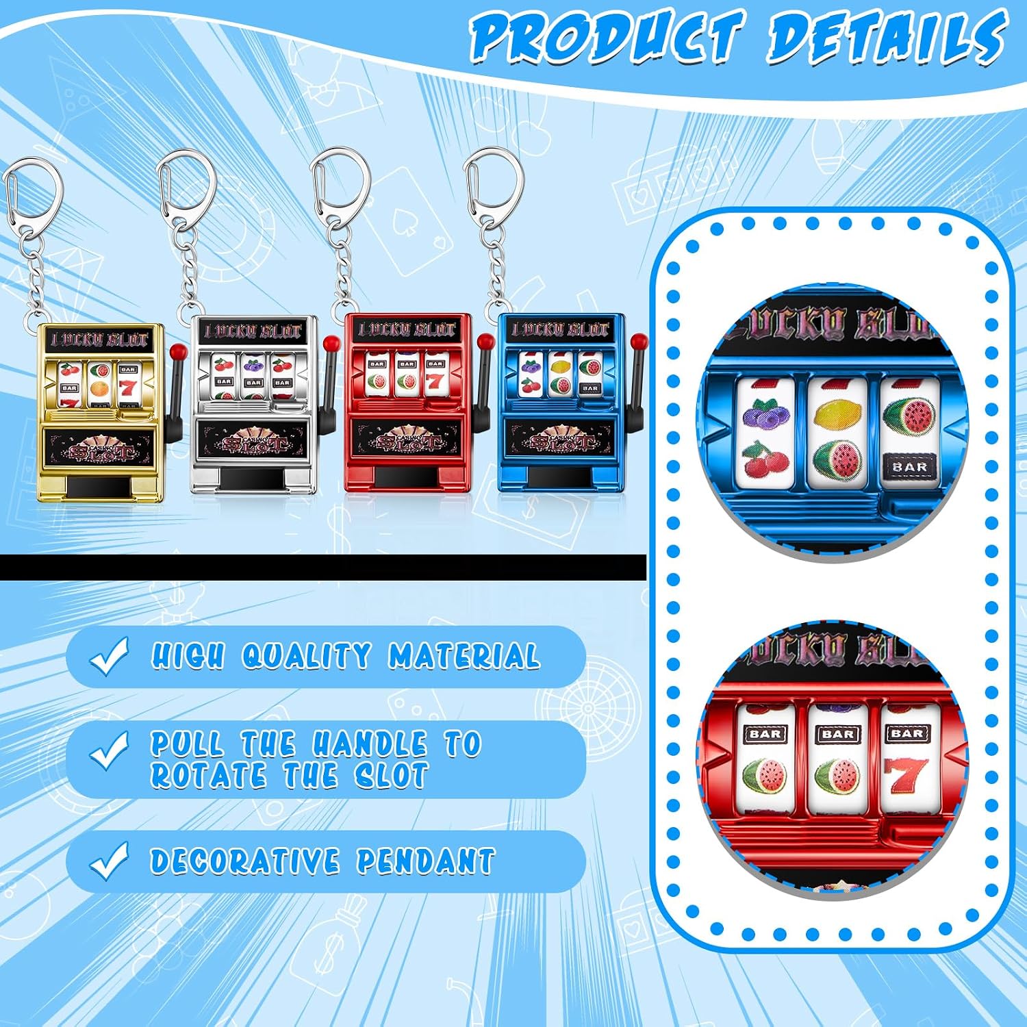 Panelee Slot Machine Keychain Bulk Las Vegas Keychains Mini Casino Kawaii Decoration for Las Vegas Carnival Party Gifts