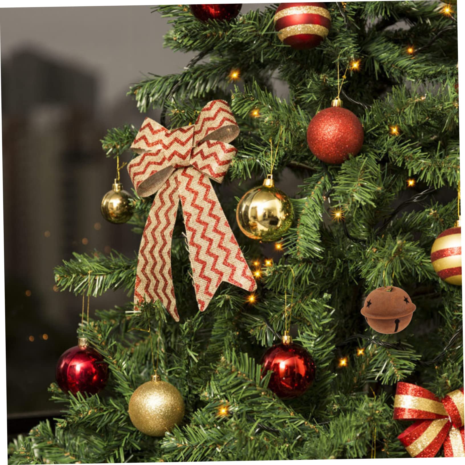 PRETYZOOM 60 Piezas Campana De Metal Oxidado Campanas Rústicas Navideñas Óxido Cascabel Navideño con Recortes De Estrellas. Colgante De Temporada Favor De Fiesta Navideña Decoración Navideña