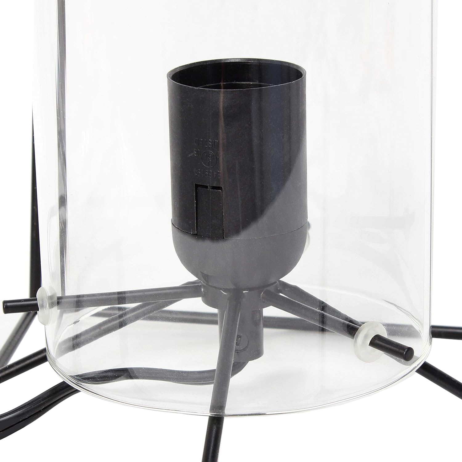 Elegant Designs LT2069-CLR Small Exposed Glass and Metal Table Lamp, Black and Clear