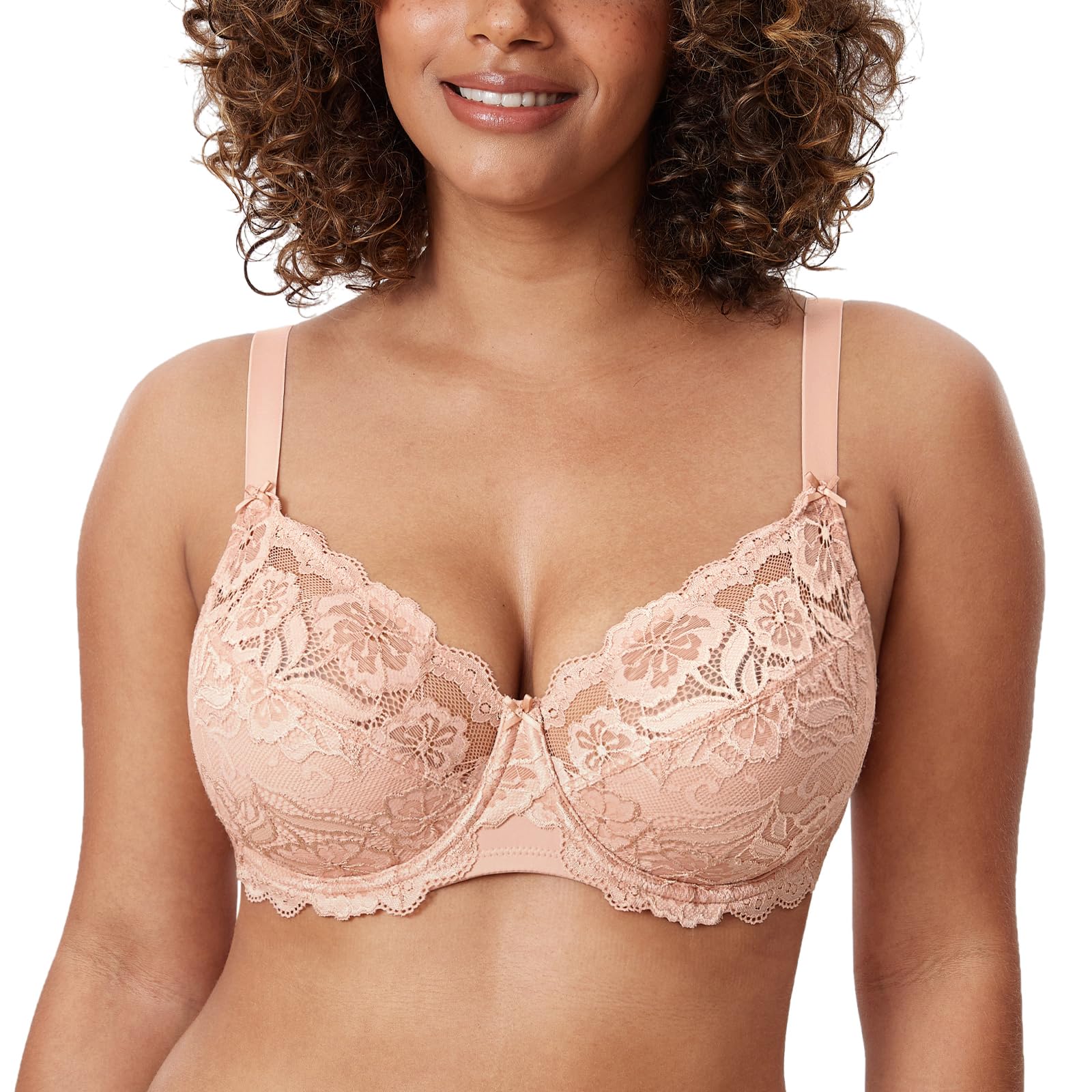 DELIMIRA Women's Plus Size Full Coverage Lace Bras