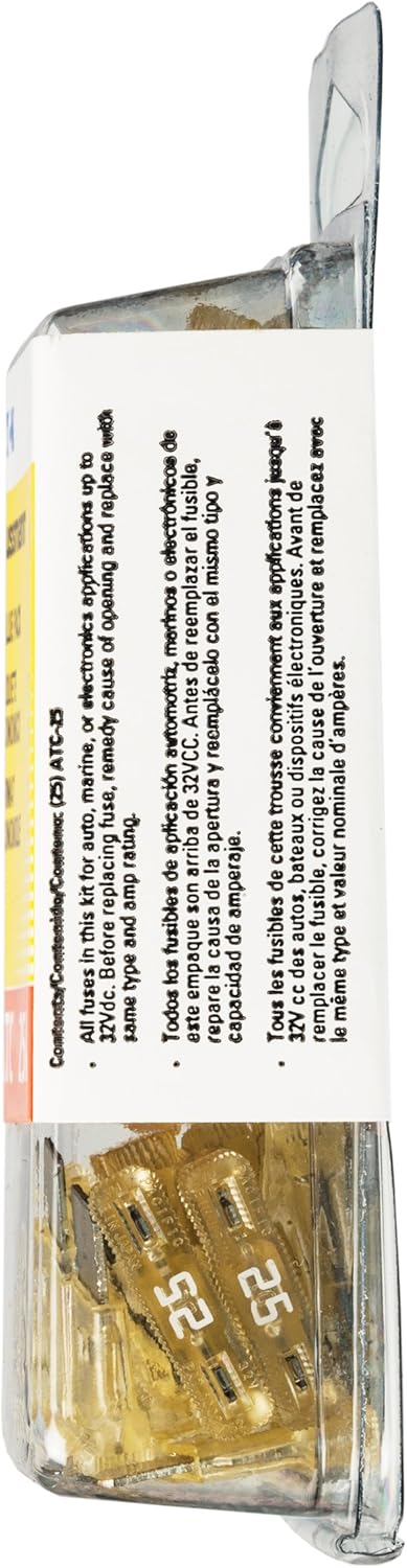 Bussmann (VP/ATC-25-RP) Clear 25 Amp 32V Fast Acting ATC Blade Fuse, (Pack of 25)