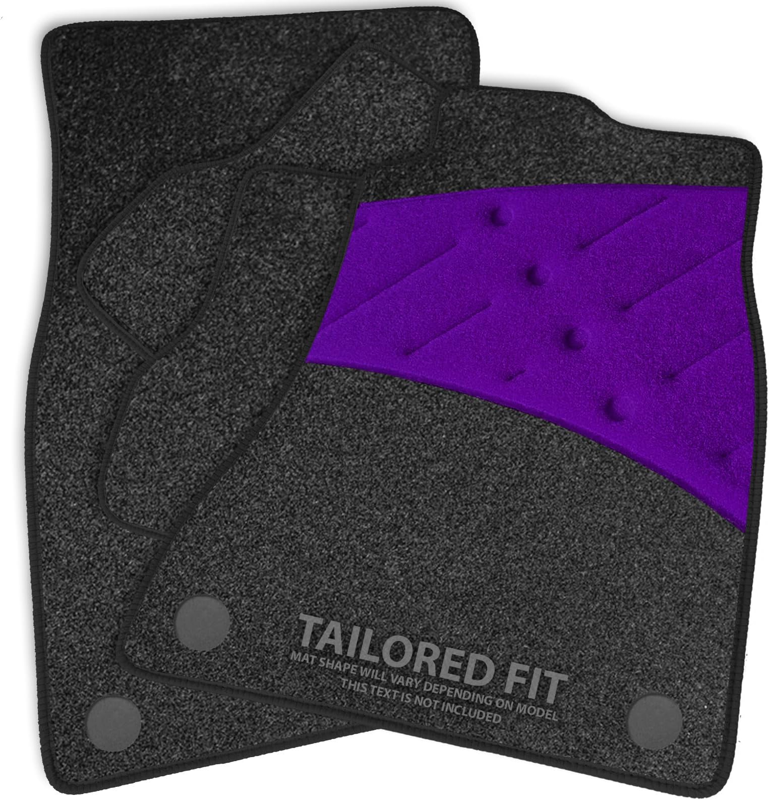 Car Mats to fit Suzuki Baleno 5 Door (1995-2002) Anthracite Carpet with Black Ribbed Trim & Purple Full Width Heel Pad [707]