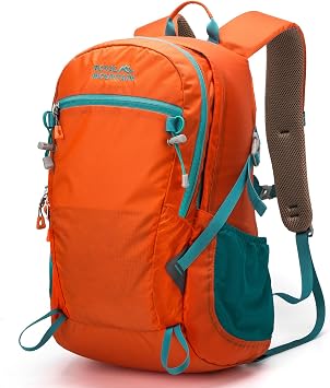 Lightweight Hiking Backpack, 30L Women/Men Waterproof Travel Rucksack Bag with Rain Cover, Outdoor Small Foldable Daypack for Student, Fit for 15.6 inch Laptop (Orange, 30l)