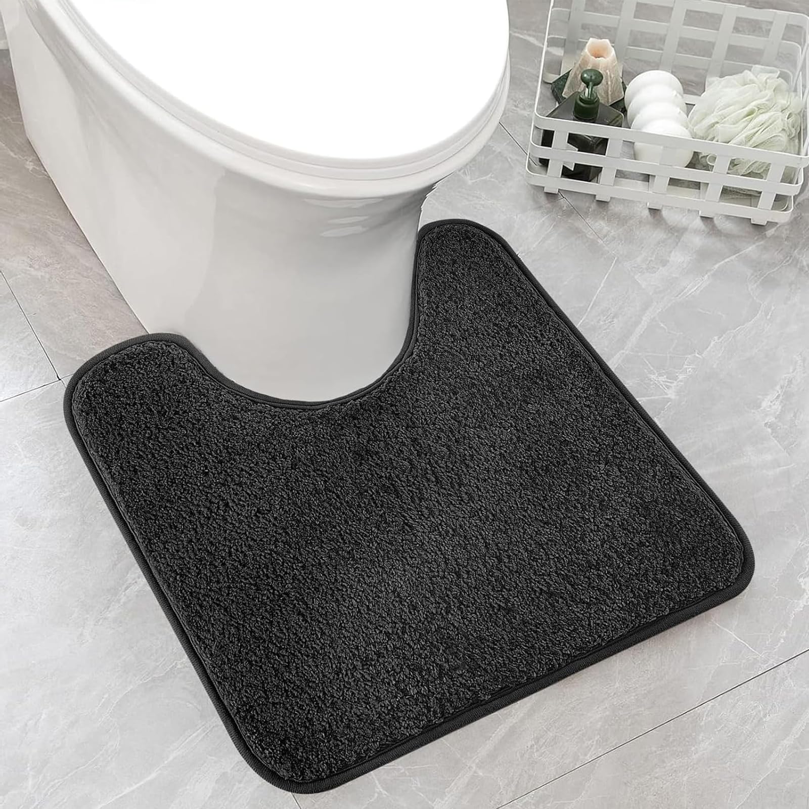1Pcs Toilet Mat, Toilet Mats Pedestal Only, Non-Slip u-Shaped Pedestal Mat For Toilet, Soft Non Slip Absorbent, Ideal For Daily Use With Quick Drying Feature, Thick Toilet Mats For Bathroom Toilet