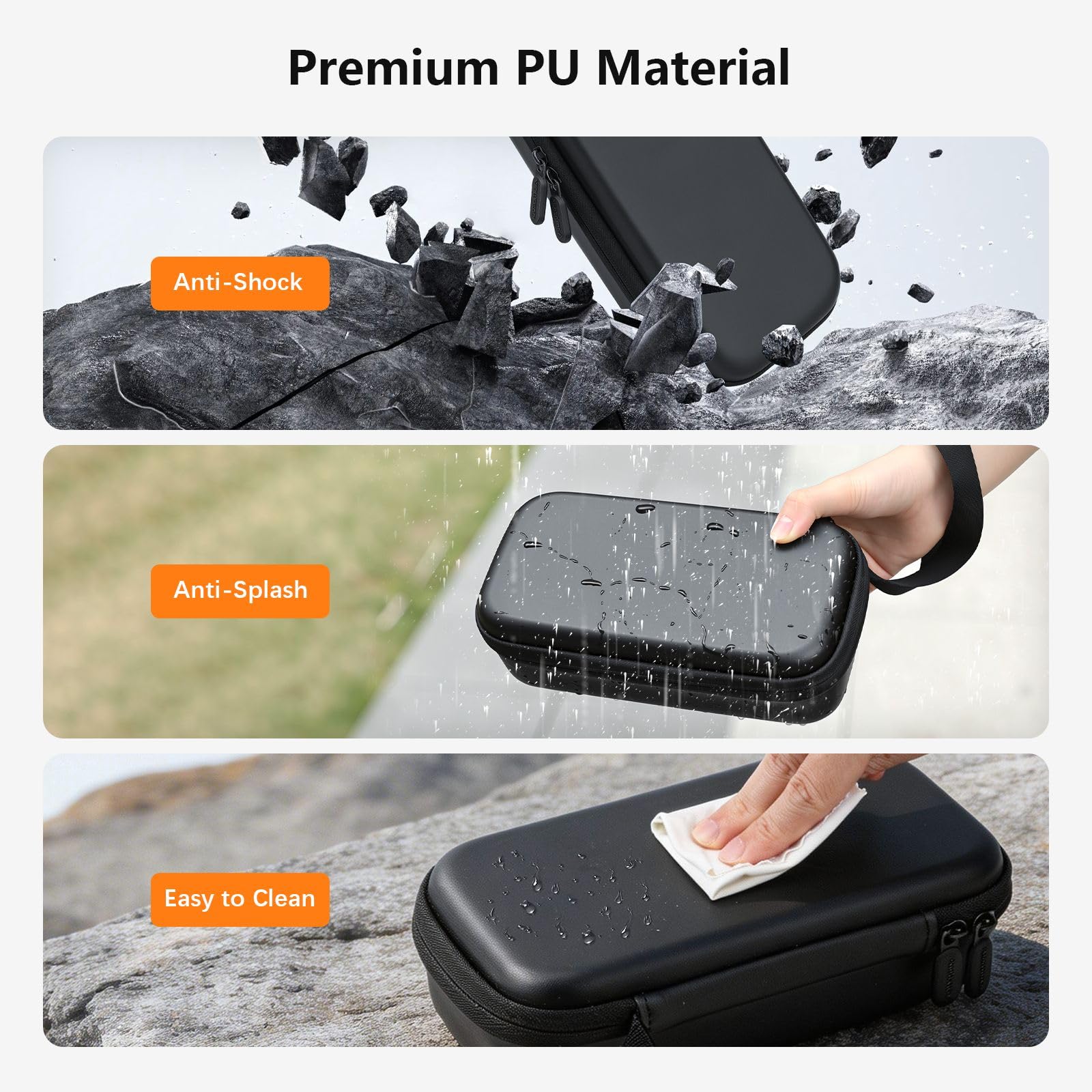 AMAZEAR Custodia per DJI Osmo Pocket 4, Osmo Pocket 4 accessori Case – Borsa compatta da trasporto con lanyard & moschettone, Valigetta per accessori, Protezione e organizzazione, Nero